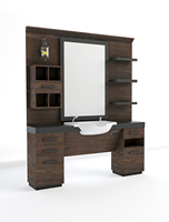 Miroir de Barbier Commercial de Luxe Moderne en Bois Véritable, Réglable, Élégant et Durable avec Piétement Métallique – Modèle 316 – Mobilier de Salon de Coiffure