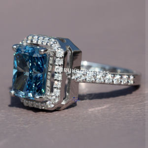 เครื่องประดับที่ดีสไตล์รัศมีแวววาวแหวนเพชรที่ปลูกในห้องปฏิบัติการสีขาว14kt สีขาวทองที่ผ่านการรับรองและความชัดเจน VVS - Product Image 3