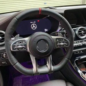 พวงมาลัยหุ้มหนังคาร์บอนไฟเบอร์เมอร์เซเดสสำหรับ G63 Mercedes Benz Cla AMG W204 W205 W211 W212 W222 W213 W218 C63 C300 C43
