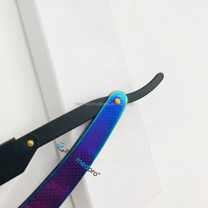 Rasoir droit classique et durable pour barbier, rasoir de sécurité pour le rasage de la nuque, design arc-en-ciel, en acier inoxydable, lame unique, sûr pour les aisselles - Product Image 3
