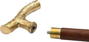 Canne de marche pliable légère en bois naturel avec poignée en T, longueur réglable, support robuste pour une utilisation en extérieur sécurisée - Product Image 2