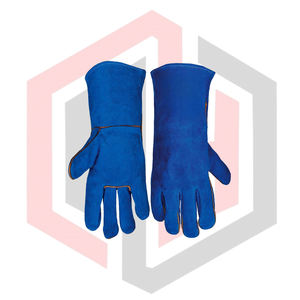 Gants de travail en cuir bleus pour soudage TIG/MIG, très résistants, épaisseur 11 oz, antistatiques, résistants aux déchirures, anti-coupures, pour pompiers - Product Image 5