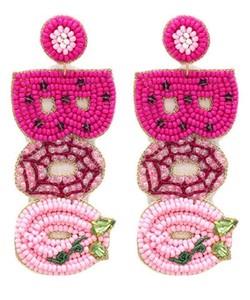 Pendientes de fantasma BOO de Halloween hechos a mano para mujeres y niñas bordado semilla con cuentas perla tachonada en forma de estrella directo de la India - Product Image 2