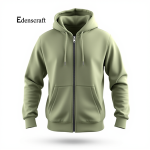 Sweat à capuche à fermeture éclair pour hommes, veste décontractée en éponge française de couleur unie pour les activités de plein air de tous les jours, polaire chaude et confortable pour l'hiver - Product Image 1