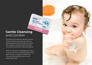 Toallitas Limpiadoras Suaves para el Contorno de Ojos de Bebé TTO, 12 Unidades, Orgánicas, con Aceite de Manzanilla, Vitamina E, Pantenol y Aceite de Árbol de Té, Hidratantes - Product Image 2