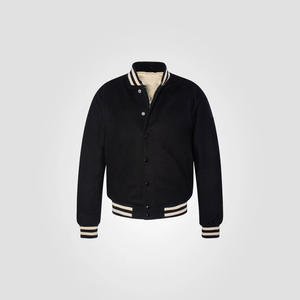 Chaqueta universitaria de tendencia industrial OEM para hombre, chaqueta Bomber de béisbol de cuero con logotipo personalizado Vintage para hombre, envío DDP - Product Image 6