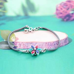 Sterling 925 Silver Wedding <b>Bracelet</b> Multi Gemstones Coral and Turquoise Gift for Her-Bangles Type - Product Image 2