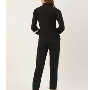 ชุดวอร์มกีฬาวิ่งของผู้หญิงคอตั้งผ้าฝ้าย100% ลายพื้นคุณภาพสูงสำหรับออกกำลังกายในยิมฤดูหนาว - Product Image 5