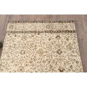 Vintage 3x5.7 ft Rug, Turkish Rug, <b>Brown</b> Patchwork <b>Wool</b> Rug - Product Image 4