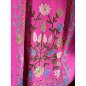 Abrigo de Invierno Reversible Suzani Tribal para Mujer, Color Rosa Paloma, Acolchado con Patrón Floral, Talla XL, Chaqueta Larga de Primavera/Invierno, Estilo Boho, Cuero y Algodón - Product Image 4