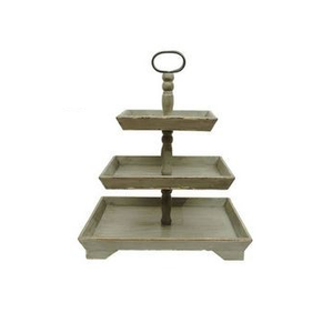 2026 Three <b>Tier</b> Rectangle Wood <b>Cake</b> <b>Stand</b> With Handle Decorative Serving Tray Rectangle Shape <b>Cake</b> Accessories For Wholesale - Product Image 1