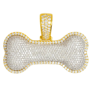 Produits les plus populaires Pendentif personnalisé en os de chien Bijoux Pendentif en os de diamant naturel en or 14K pour hommes et femmes - Product Image 4