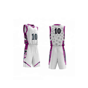 Ensemble de maillot de basket-ball personnalisé de haute qualité, logo brodé, maillot de basket-ball réversible cousu, ensemble de shorts - Product Image 6