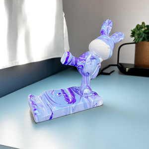 Support <span class=keywords><strong>de</strong></span> téléphone portable en résine blanche pour peinture fluide DIY, motifs Ours et Lapin créatifs, vente en gros - Product Image 2