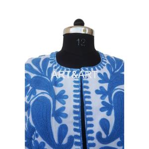 Femmes coton Suzani Design ethnique gilet sans manches brodé court gilet veste avec Logo avant vêtements tissés à la main - Product Image 3