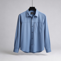 Chemise Techno Oversize Homme Bleu Clair Décontractée Fournisseur en Gros
