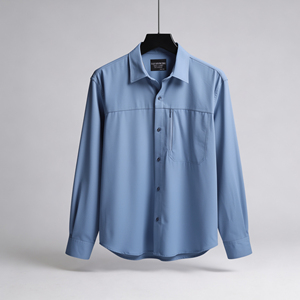 เสื้อเชิ้ตเทคโนผู้ชายทรงโอเวอร์ไซส์ สีฟ้าอ่อน สำหรับขายส่ง - Product Image 1