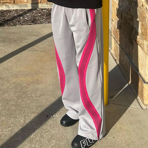 กางเกงสเวตเตอร์ถักลายทางโค้งของผู้ชายกางเกงขายาวของผู้ชายแบบสั่งทำกางเกงวิ่งคุณภาพสูง - Product Image 6