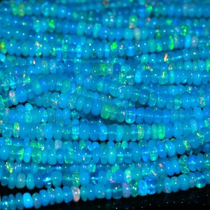 Collar de Ópalo de Fuego Azul Natural Etíope, Pulido, 16 Pulgadas, Cuentas Redondas Lisas, Unisex, Casual - Product Image 4