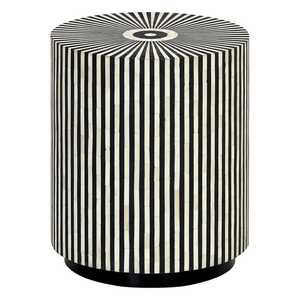 เก้าอี้ฝังกระดูกไม้ลายทางสีดำสีขาวแบบแฮนด์เมดโต๊ะข้างเตียงโบราณโต๊ะกาแฟห้องรับแขกห้องโถงตกแต่ง - Product Image 1