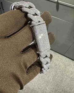 Bracelet en argent sterling 925 avec moissanite VVS, 18 mm, 8 pouces, plaqué or blanc - Product Image 4