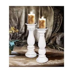 Modern Style Antique <b>White</b> Color Wood <b>Candle</b> Holder Handmade Vintage Style <b>Candle</b> Stand Premium Quality <b>Candle</b> High <b>Pillar</b> Stand - Product Image 3