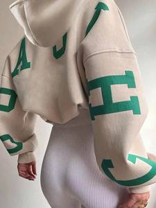 Hip Pop Street femmes à capuche ample ajusté grande bouffée impression Logo conception à capuche grande taille femmes sweat complet sur les manches logo - Product Image 5