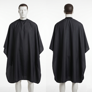 Capa de Barbero Negra Premium Impermeable de Poliéster 210 GSM, Delantal para Cortar Cabello con Logotipo Personalizado Bordado o Termotransferible, Cuello con Broches - Product Image 6