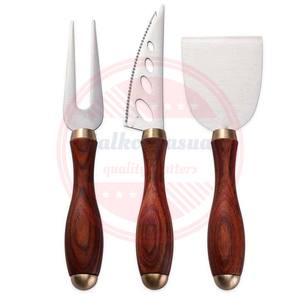 Juego de 6 cuchillos para queso con mango de madera, juego de cuchillos para queso de acero de Damasco para untar queso de uso diario - Product Image 2