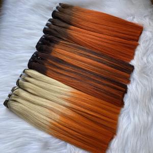 Super Double Orange Nuances Os Droit Frontal Remy Vierge Peau Trame Mic Cheveux Vietnamien Extensions de Cheveux Humains Prix Usine - Product Image 5