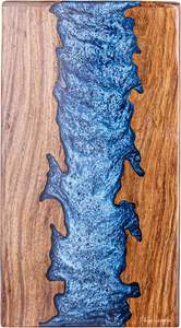 Urna de cremación de madera de Río epoxi azul de palisandro para adultos Acabado de grano de madera pulida - Product Image 4