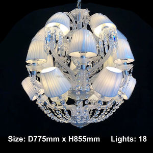 Lustre traditionnel vintage en cristal taillé rond avec abat-jour en tissu, idéal pour les grands halls et les grands foyers, élégance <span class=keywords><strong>Baccarat</strong></span> - Product Image 4