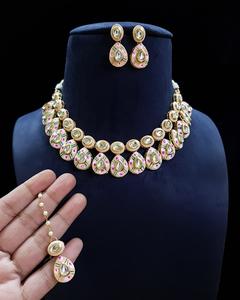 Collar Kundan multicolor de calidad superior elegante del fabricante indio, cadenas con cuentas para niñas, collares de poder de moda dorada - Product Image 5