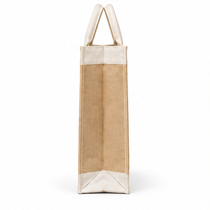 Sac fourre-tout en toile de jute naturelle avec poignées en corde, 13 x 15,5 x 4,5 pouces, logo personnalisé, grand sac de courses réutilisable, sac cadeau - Product Image 5