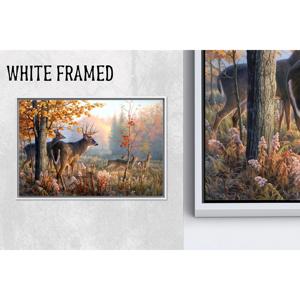 Impression sur toile de la famille de cerfs de la forêt bohème - Décoration murale élégante, toile encadrée blanche 1P - Product Image 1