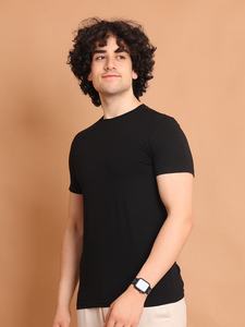 T-shirt à manches courtes à col rond de qualité supérieure basique extensible confortable polyvalent essentiel pour tous les jours décontracté 100% coton - Product Image 4