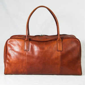 Sac en cuir véritable marron de grande capacité classique élégant sac en cuir Weekender voyage sac polochon de nuit et fermeture à glissière - Product Image 2