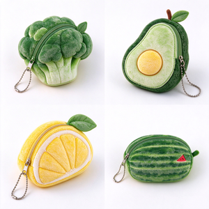 Monedero de peluche personalizado, bolsa de peluche con forma de fruta, peluche de verdura, monedero kawaii, llavero de peluche con forma de comida, mini billetera linda - Product Image 1