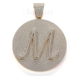 Colgante personalizado de Plata de Ley 925 'M' con diseño personal chapado en oro Bling Sparkle Moissanite Diamond Iced Letter Necklace - Product Image 1