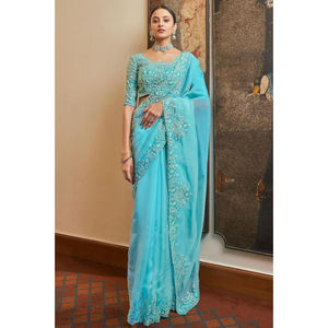 Parti traditionnel indien porter doux Georgette Saree Blouse ethnique meilleure vente tendance Designer en gros femmes de haute qualité - Product Image 2