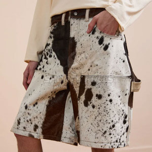 Pantalones Cortos Casuales de Cuero Vacuno con Pelo para Hombre, Diseño de Moda Hecho a Mano, Secado Rápido, Cuero Genuino - Product Image 3