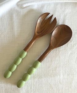 Cuillère et fourchette de service à salade à prix abordable Couverts Cuillère à mélanger en bois Fourchette et cuillère à long manche Vaisselle au meilleur prix - Product Image 4