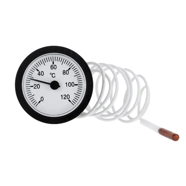 0~120C Dial Boiler Capillary Thermometer with Probe OEM Customizable Industrial Use IP55 Rated VA Display