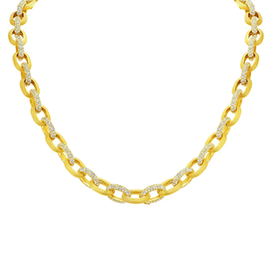 สร้อยคอทองคำ Rolo สายโซ่ทำมือสแตนเลสสตีลเพชร IGI วินเทจได้รับการรับรองสำหรับงานแต่งงานของผู้หญิงแฟชั่นมีสไตล์ - Product Image 1