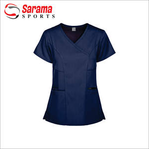 Vente flash : Uniformes d'hôpital personnalisés à col en V, blouses médicales, ensembles de blouses, hauts à manches courtes - Product Image 1