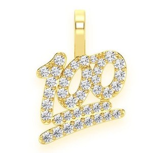จี้เพชรรูปคำสีทองฮิปฮอปตามสั่งจำนวน100สร้อยคอพร้อมจี้ตัวเลขและเสน่ห์ - Product Image 1