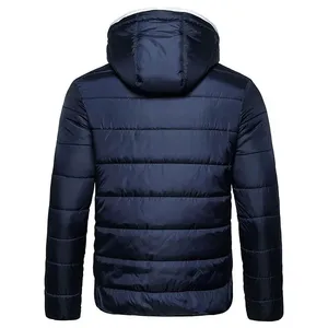 Chaqueta Acolchada con Capucha para Hombre, Estilo Casual, Cierre de Cremallera, Color Sólido, Resistente al Viento, Relleno de Poliéster, Corte Ajustado - Product Image 4