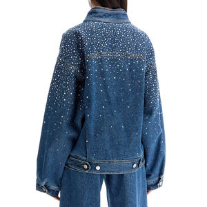 Veste en jean personnalisée strass lavage à l'acide pour femmes pour l'hiver 2025 tenue à la mode de haute qualité - Product Image 4