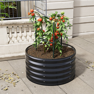 Substantial round galvanized metal <b>tub</b> planter, providing ample space for large plants, shrubs, or a <b>mixed</b> herb garden on patios - Product Image 2