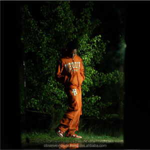 Sweat-shirt à capuche et pantalon de survêtement en éponge style vintage personnalisé pour Jogging Track Cut Edge Streetwear - Product Image 3